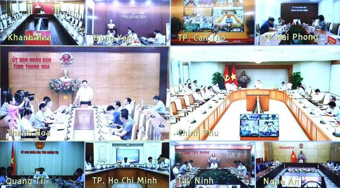 Các điểm cầu dự hội nghị trực tuyến.
