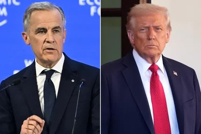 Thủ tướng Canada Mark Carney (trái) và Tổng thống Donald Trump (phải). Ảnh: AFP.