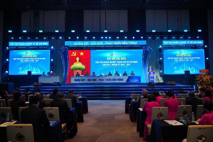 Đại hội đại biểu lần thứ I Hiệp hội Doanh nghiệp TP. Hồ Chí Minh, nhiệm kỳ 2026 - 2031. Ảnh: HUBA.