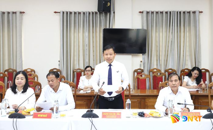 Trưởng ban Tổ chức Thành ủy Đoàn Duy Tân phát biểu tại buổi làm việc. Ảnh: NGỌC HÀ