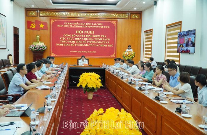 Quang cảnh hội nghị công bố quyết định kiểm tra.
