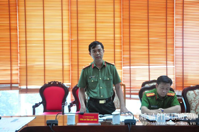 Đại diện Công an tỉnh nêu ý kiến tại buổi kiểm tra