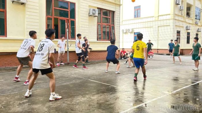Các vận động viên thi đấu môn bóng chuyền hơi. (Ảnh: CTV)