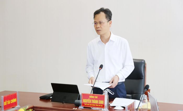 Đồng chí Nguyễn Thành Sinh, Phó Chủ tịch UBND tỉnh phát biểu kết luận cuộc họp.