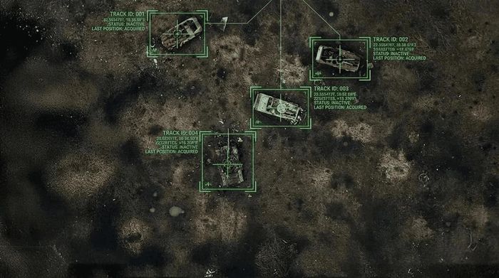 Giao diện phân tích mục tiêu và nhận dạng khí tài quân sự từ trên không thuộc nền tảng Avengers AI Labs của Ukraine. Ảnh: UP