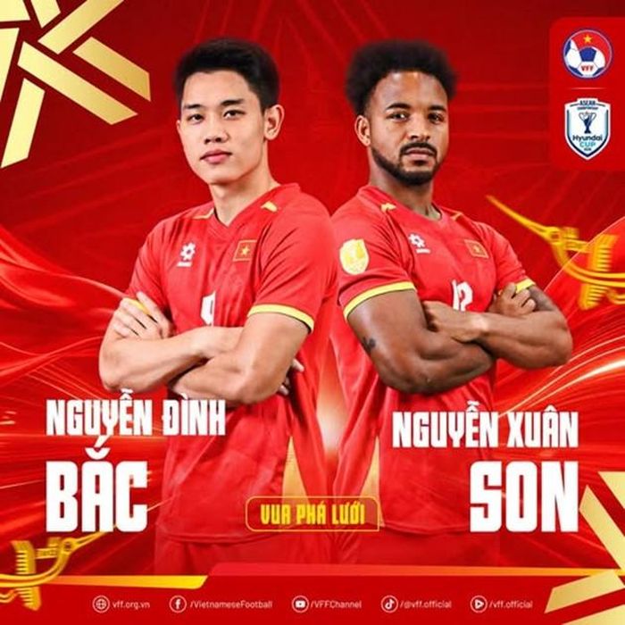 Xuân Son và Đình Bắc đồng Vua phá lưới ASEAN Cup 2026. Ảnh: VFF