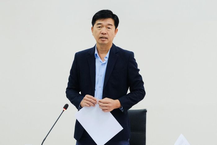 Tỉnh ủy viên, Giám đốc Sở Nông nghiệp và Môi trường Phan Nguyễn Hoàng Tân phát biểu tại hội nghị