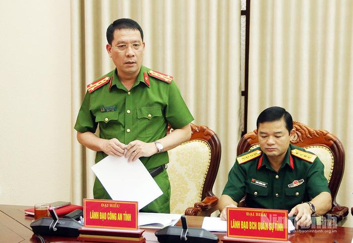 Đại diện lãnh đạo Công an tỉnh phát biểu tại hội nghị.
