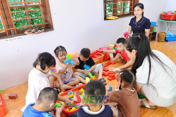 Một giờ học của cô và trẻ Trường Mầm non Chiềng Sại, xã Chiềng Sại.