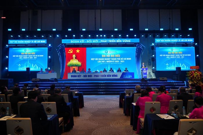 Khung cảnh Đại hội đại biểu Hiệp hội Doanh nghiệp TP. Hồ Chí Minh lần thứ I nhiệm kỳ 2026 - 2031. Ảnh: HUBA