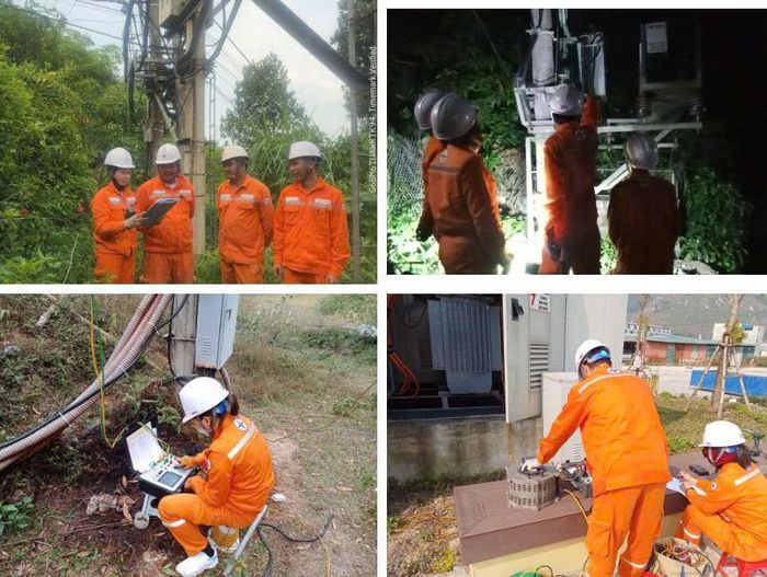 Bất kể ngày hay đêm, nắng hay mưa, nữ nhân viên Trung tâm Thí nghiệm điện luôn có mặt tại hiện trường thực hiện nhiệm vụ cùng đồng nghiệp