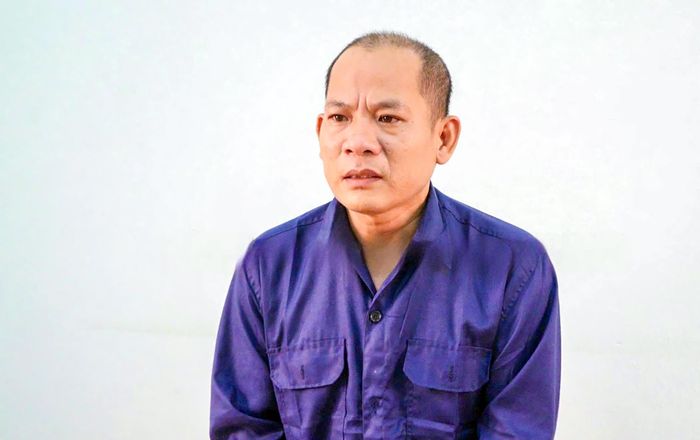 Đinh Văn Luyến tại cơ quan công an (Ảnh: CAVL).