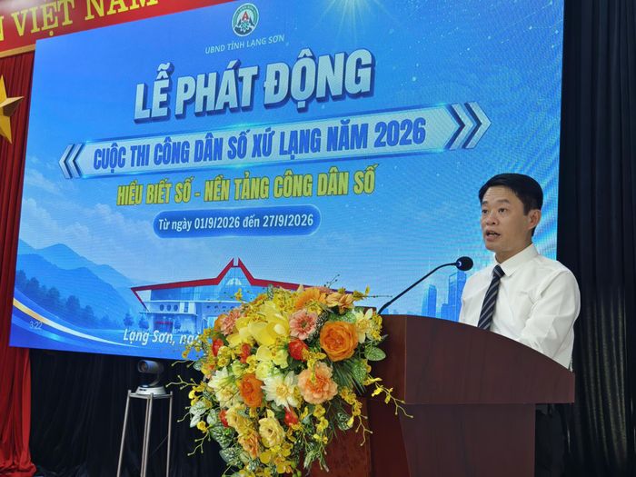 Ông Nguyễn Quang Huy, Giám đốc Sở Khoa học và Công nghệ tỉnh Lạng Sơn phát biểu phát động cuộc thi.