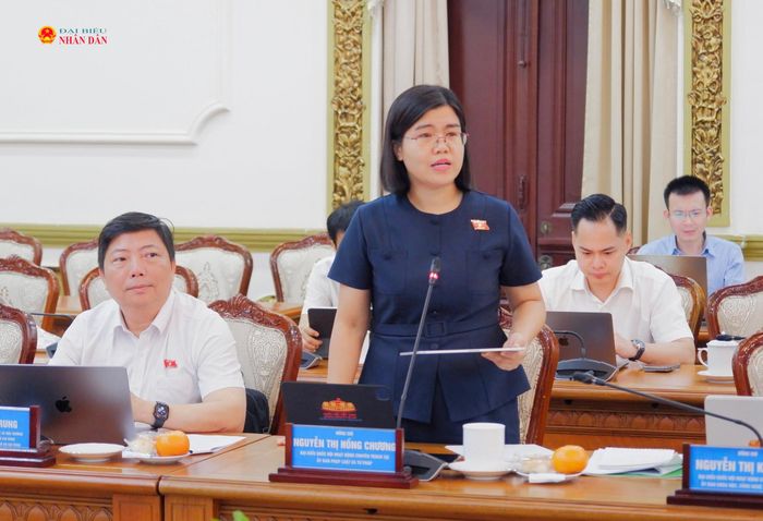ĐBQH hoạt động chuyên trách tại Ủy ban Pháp luật và Tư pháp Nguyễn Thị Hồng Chương phát biểu