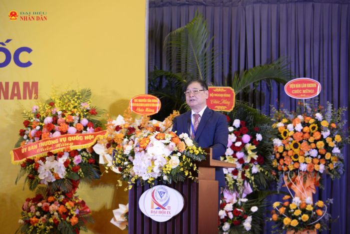 TSKH. Phan Xuân Dũng, Chủ tịch VUSTA khóa VIII phát biểu khai mạc Đại hội. Ảnh: M. Hồng