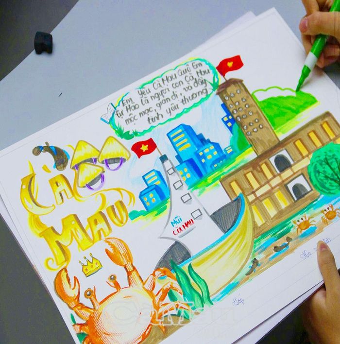 Hội thi vẽ tranh là cơ hội để các em thể hiện sự sáng tạo, tình yêu quê hương.