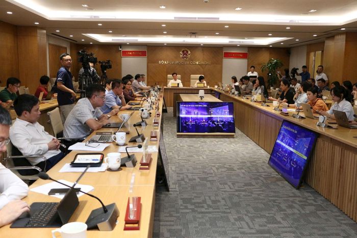 Quang cảnh buổi họp báo do Bộ Khoa học và Công nghệ tổ chức chiều nay 28-8. Ảnh: Đăng Khoa