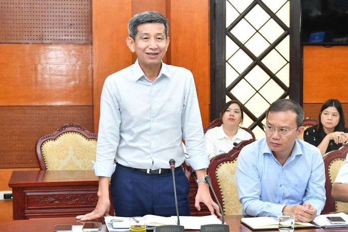 Cục trưởng Cục Thể dục Thể thao Việt Nam Nguyễn Danh Hoàng Việt phát biểu tại cuộc họp. Ảnh: Bùi Lượng