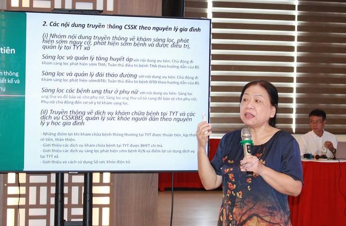 BS. Nguyễn Kim Liên – Chuyên gia tư vấn về truyền thông báo cáo tại hội nghị. Ảnh: Mimosa
