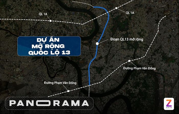  Vị trí đoạn Quốc lộ 13 dự kiến được khởi công mở rộng dịp 2/9. Đồ họa: Hoài Bảo. 