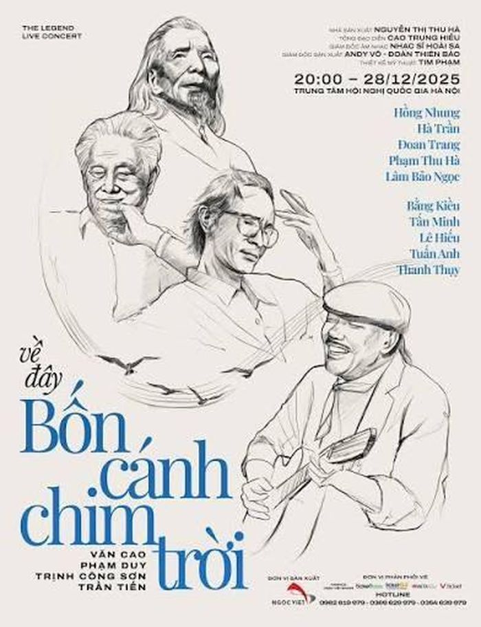 Poster chương trình “Về đây bốn cánh chim trời”