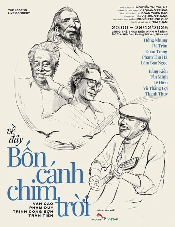 Poster chương trình "Về đây bốn cánh chim trời"