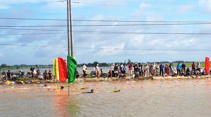 Bơi đua bằng cây chuối đòi hỏi sự khéo léo và khả năng giữ thăng bằng