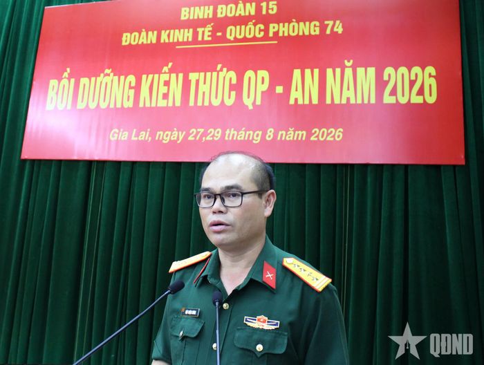 Đại tá Đậu Thiện Lương, Đoàn trưởng Đoàn Kinh tế - Quốc phòng 74 phát biểu.