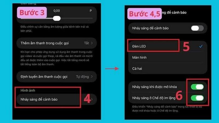 Chọn mục Nháy sáng để cảnh báo.