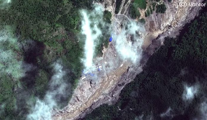 Hình ảnh khu vực quanh sông Trishuli ở Nepal sau thảm hoạ lũ quét. Ảnh: Vantor
