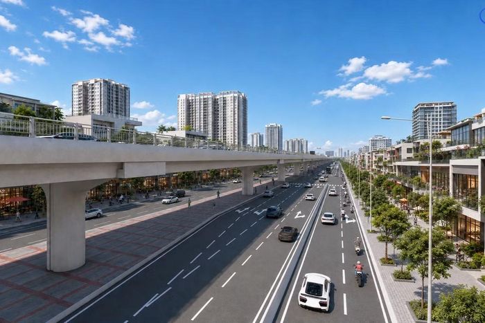 Phối cảnh dự án mở rộng quốc lộ 13 với đường trên cao dài khoảng 3,75km.
