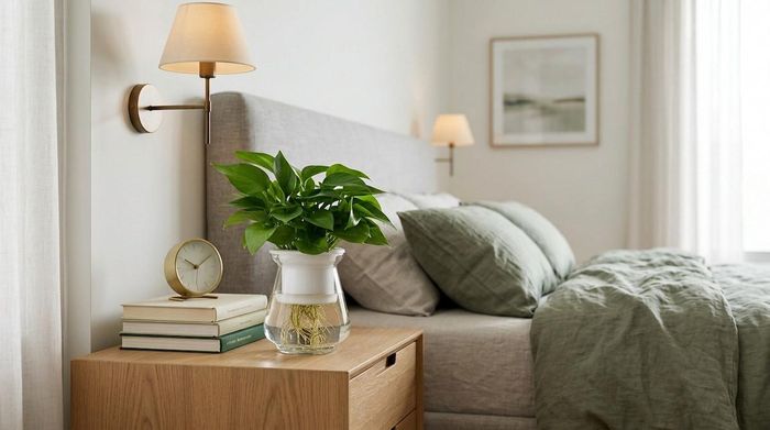 Cây trầu bà trồng thủy sinh.