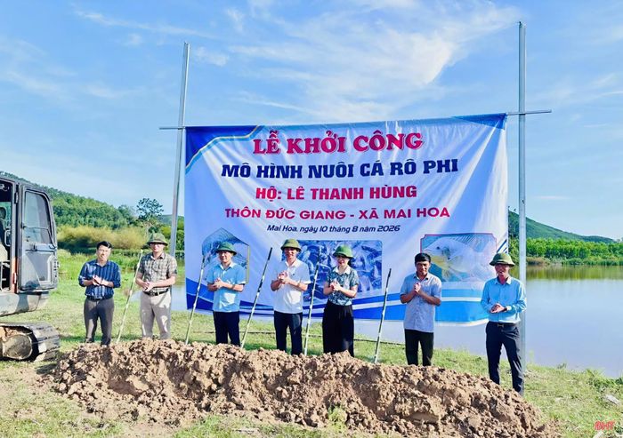UBND xã Mai Hoa tổ chức lễ khởi công mô hình nuôi cá rô phi xuất khẩu liên kết.