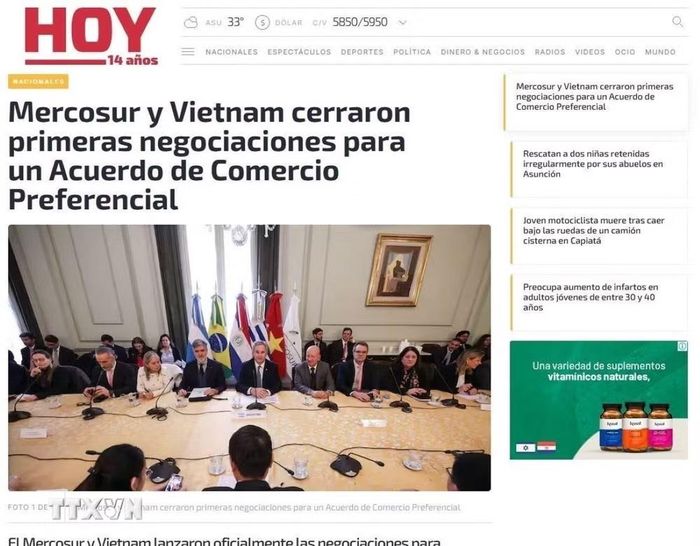 Tờ Hôm nay của Paraguay đưa tin. (Ảnh: Diệu Hương/TTXVN)