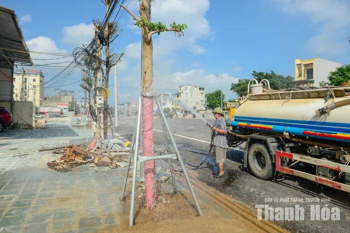 Cây xanh, điện chiếu sáng, cùng hệ thống đèn tín hiệu giao thông cùng các hạng mục kỹ thuật khác đang được lắp đặt, hoàn thiện.