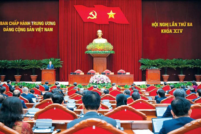 Tổng Bí thư, Chủ tịch nước Tô Lâm phát biểu bế mạc Hội nghị Trung ương 3, khóa XIV Ảnh: Phạm Thắng