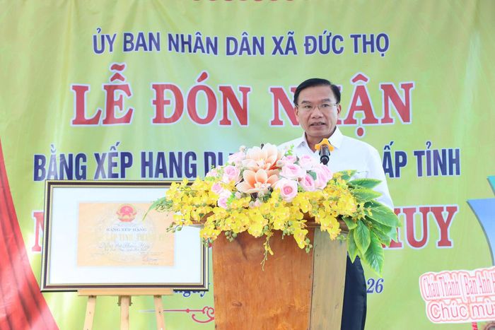 Ông Trần Xuân Lương, Phó Giám đốc Sở Văn hóa - Du lịch Hà Tĩnh phát biểu tại buổi lễ( Ảnh: Phạm Thành).