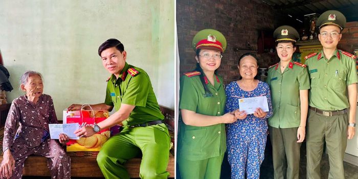 Công an xã Xuân Phú thăm, tặng quà người già, gia đình chính sách khó khăn trên địa bàn.