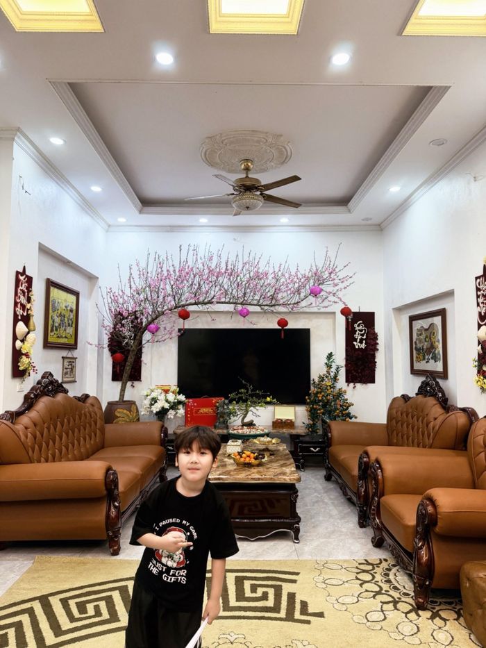 Bé Bo tại phòng khách nhà ông bà ngoại. Ảnh: FBNV