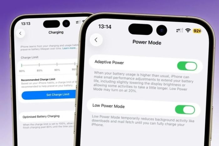 Người dùng có thể bật Adaptive Power để iPhone tự tiết kiệm pin