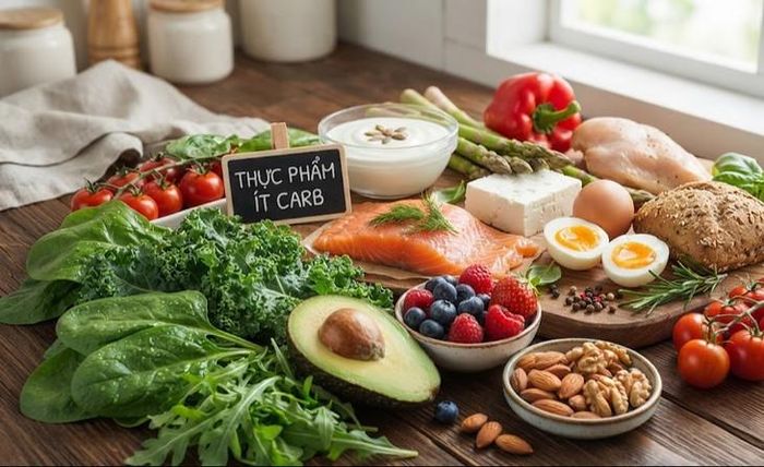 Chế độ ăn ít carb, khi được thực hiện đúng cách và cân đối, có thể là một công cụ hữu ích hỗ trợ kiểm soát cân nặng. Ảnh minh hoạ AI.