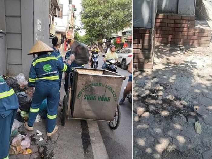 Xử lý điểm đen rác thải tại khu vực số 124 Hoàng Hoa Thám. Ảnh: T.H.