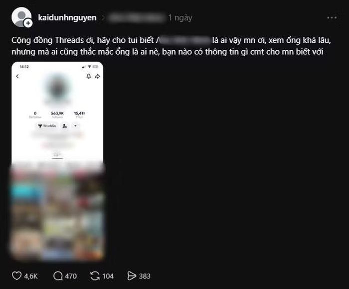 Chủ đề về TikToker "giấu mặt" gây bàn tán trên Threads.