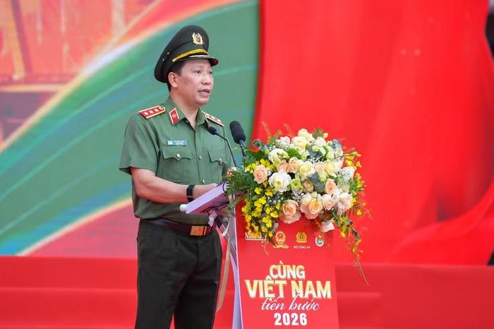 Thượng tướng Lê Văn Tuyến, Uỷ viên Trung ương Đảng, Thứ trưởng Bộ Công an phát biểu tại chương trình