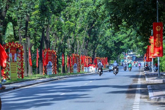 Phố Kim Mã rực rỡ cờ hoa và là điểm check in được nhiều người lựa chọn