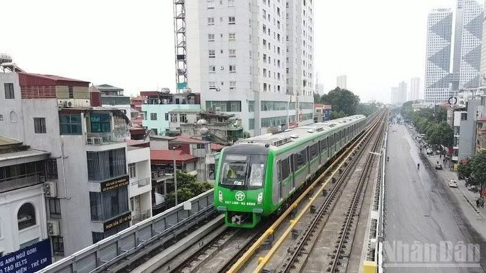 Tuyến đường sắt trên cao Cát Linh-Hà Đông. (Ảnh: HOÀNG ANH)