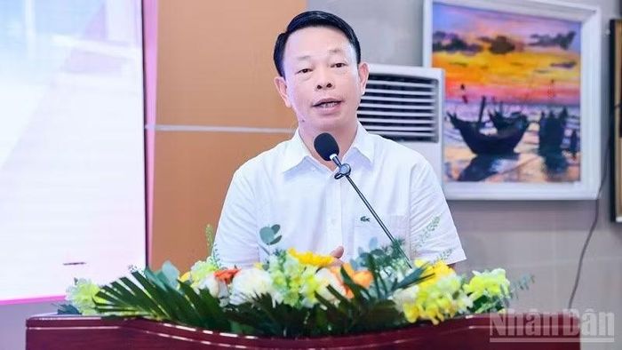 Nhà báo Phùng Công Sưởng, Tổng Biên tập báo Tiền phong, Trưởng Ban Tổ chức cuộc thi Hoa hậu Việt Nam 2026. (Ảnh: NHẬT MINH)