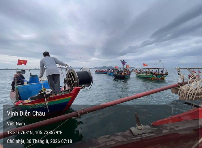 Khu vực hiện trường 2 tàu cá bị chìm trên biển
