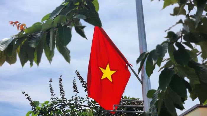 Những lá cờ mới được treo trang trọng chào mừng ngày 2/9 - Ảnh : Phùng Thọ.