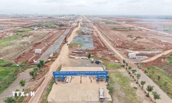 Quang cảnh đại công trường sân bay Long Thành. (Ảnh: Công Phong/TTXVN)